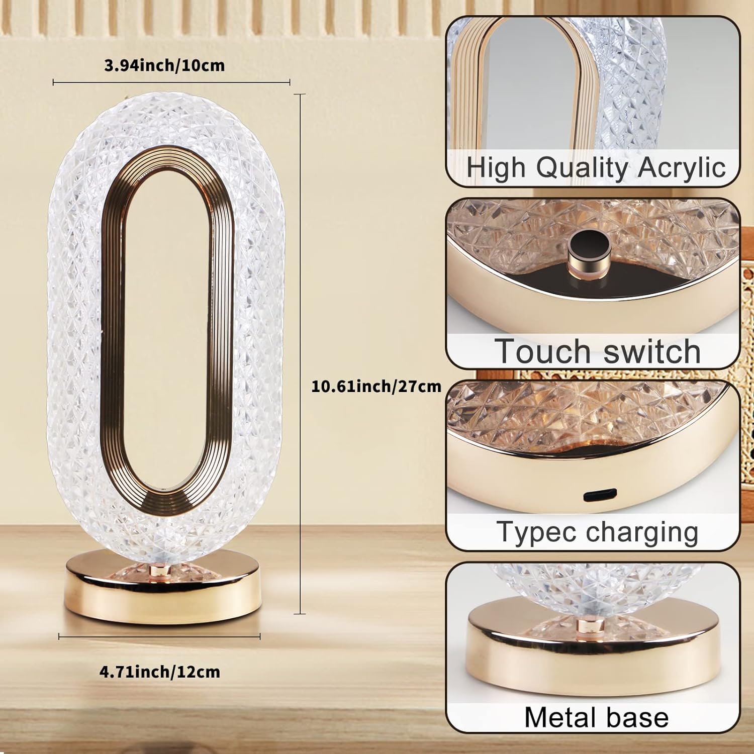 6878 Touch Control Crystal Table Desk Lamp, 3-Way Dimmable Light, USB Rechargeable Crystal Diamond Table Lamp, Exquisite Night Stand Light Lamp Beside Lamp for Bedroom Living Room, Decorative Desk Lamp 6878 Touch Control Crystal Table Desk Lamp, 3-Way Dimmable Light, USB Rechargeable Crystal Diamond Table Lamp, Exquisite Night Stand Light Lamp Beside Lamp for Bedroom Living Room, Decorative Desk Lamp